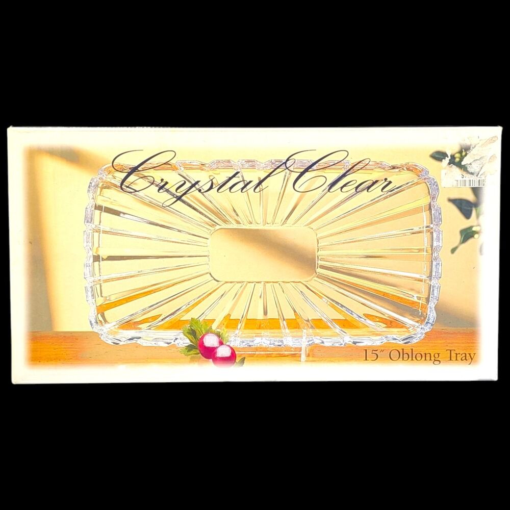 Crystal Clear Alexandria Clear Lead Free Oblong Tray 15”x8” New